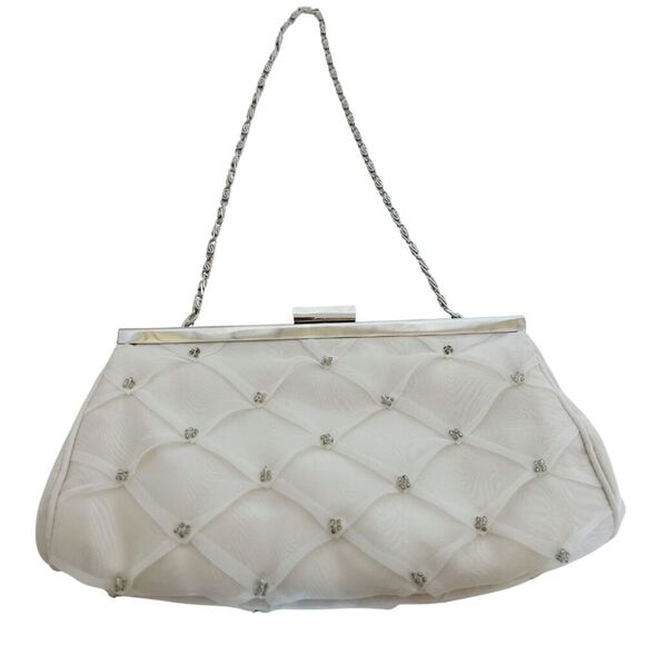 Vintage White Quilted Evening Bag Clutch - Picture 1 of 8